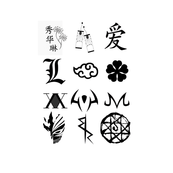 Anime Symbol Tattoo Sheet