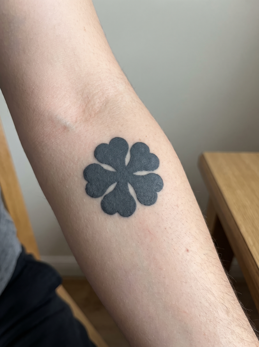 5 Leaf Clover temporary tattoo shown on a forearm